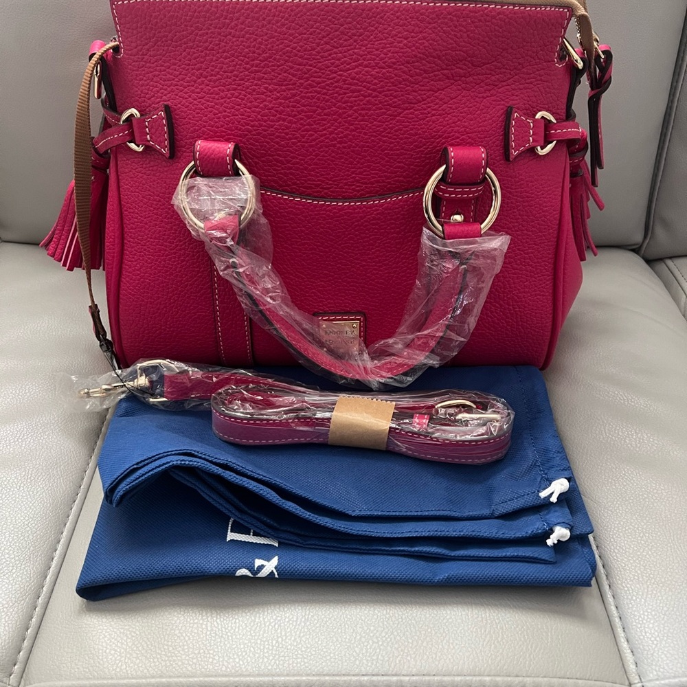 Dooney & Bourke Sorrento Satchel 30 with pocket  - Rose - Picture 9 of 11